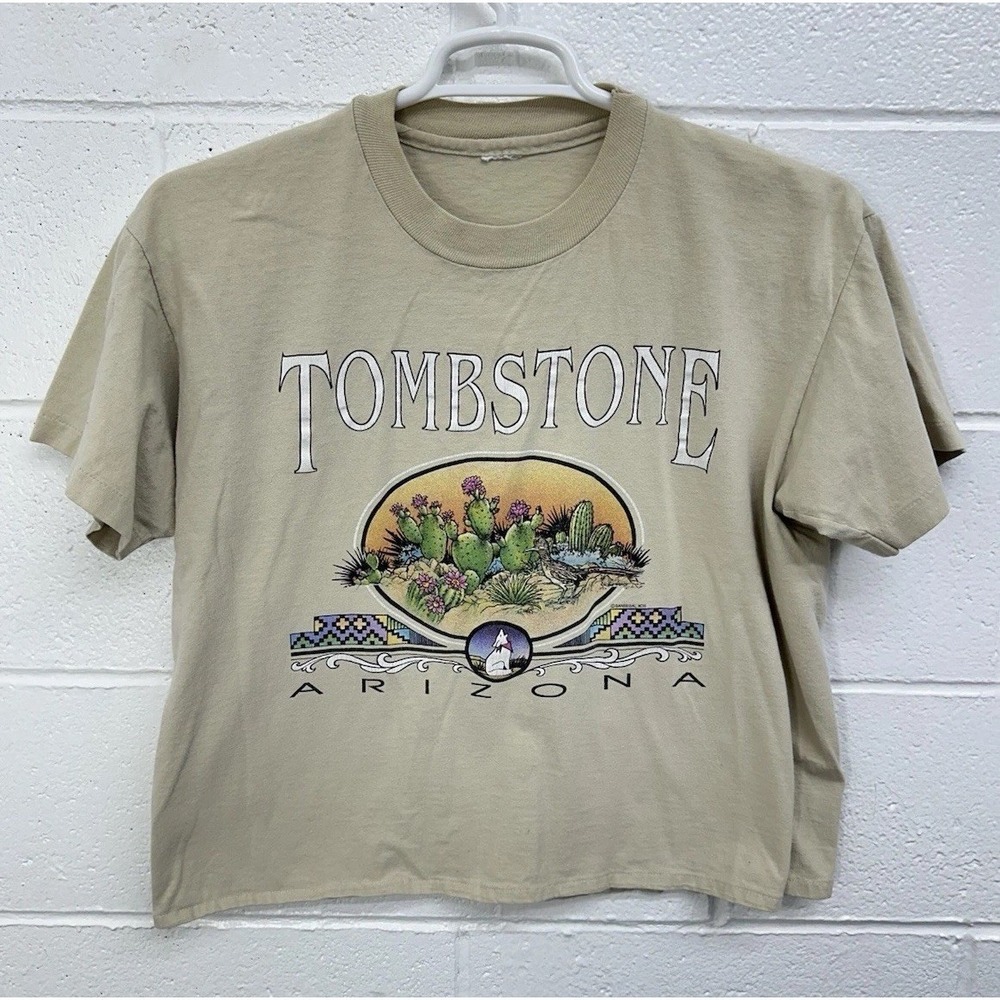VTG 90s Tombstone Arizona Single Stitch Graphic Shirt Cropped / Large